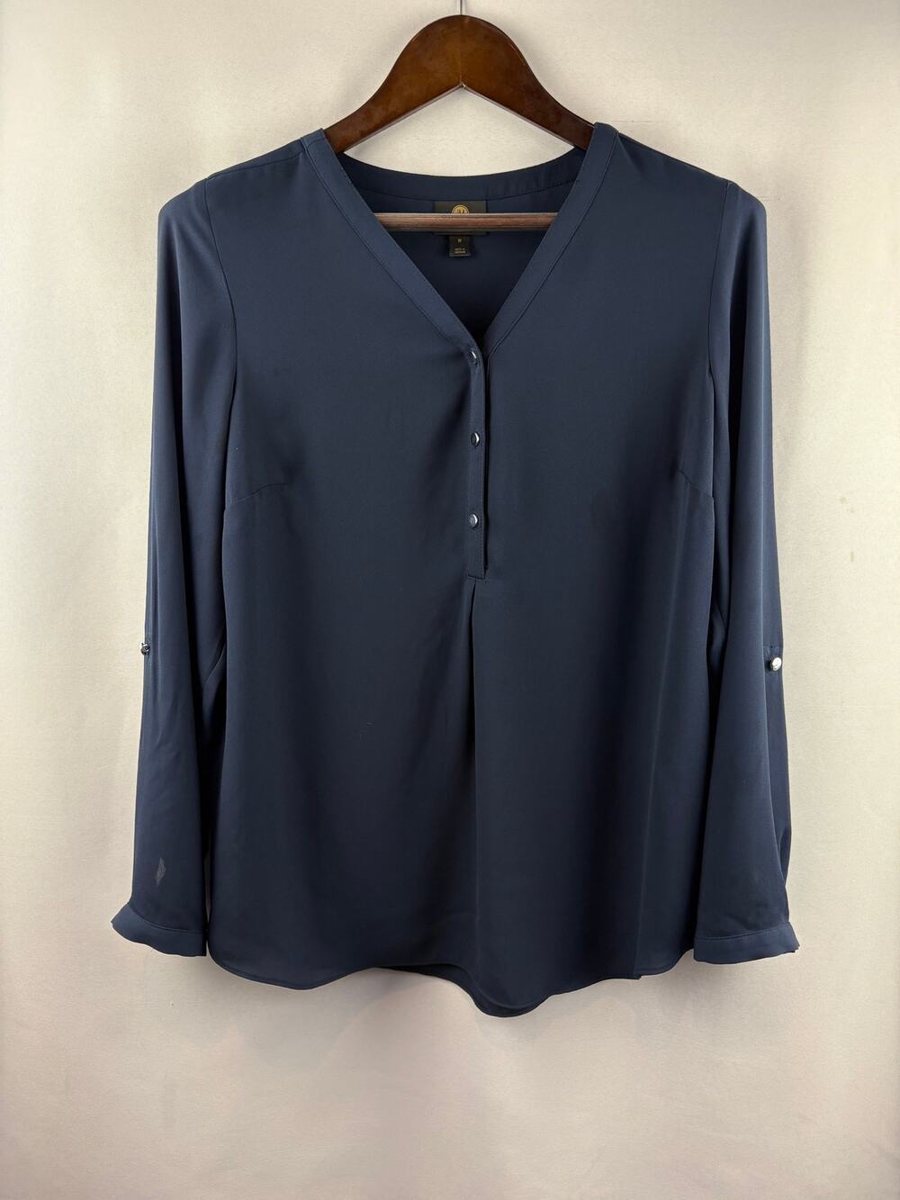 Women’s JM Collection Medium Dark Navy Blouse w/ Silver Buttons